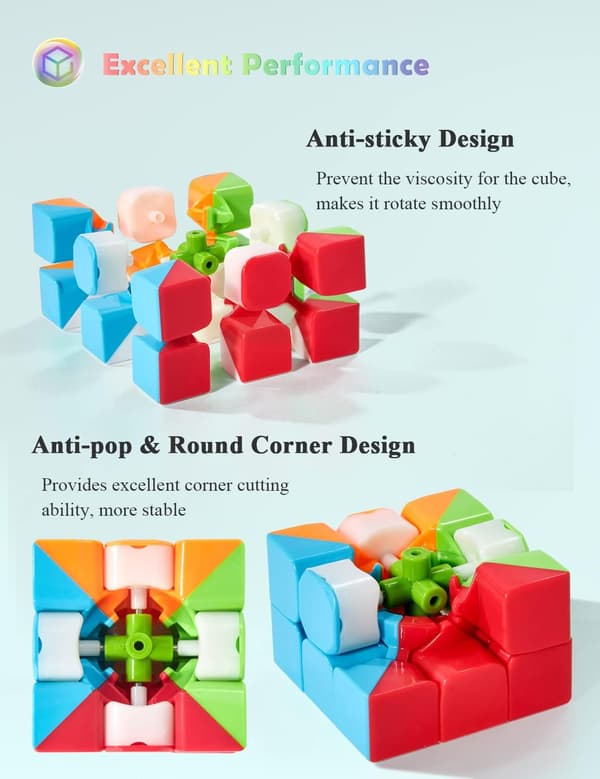 [4 Pakke] Speed ​​Cube Sæt, Speed ​​Cube 2X2 3X3 4X4 Pyramide