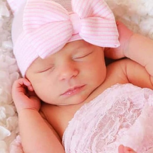 4 stk. Baby Turban Hat Nyfødt Hat Bue Sød Elastisk Sommerfugl Børnehat Egnet til Nyfødt Ba