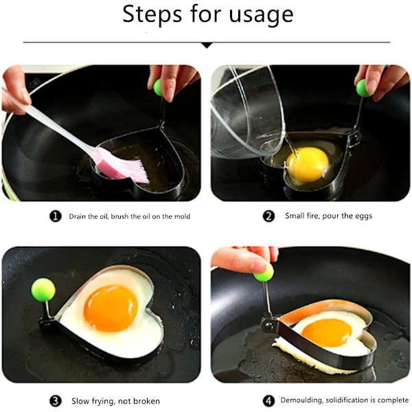 5 stk. Ægring Pandekageform Kreativ Rustfrit Stål Omelet Madlavningsform Non-Stick Køkken Madlavningsredskaber