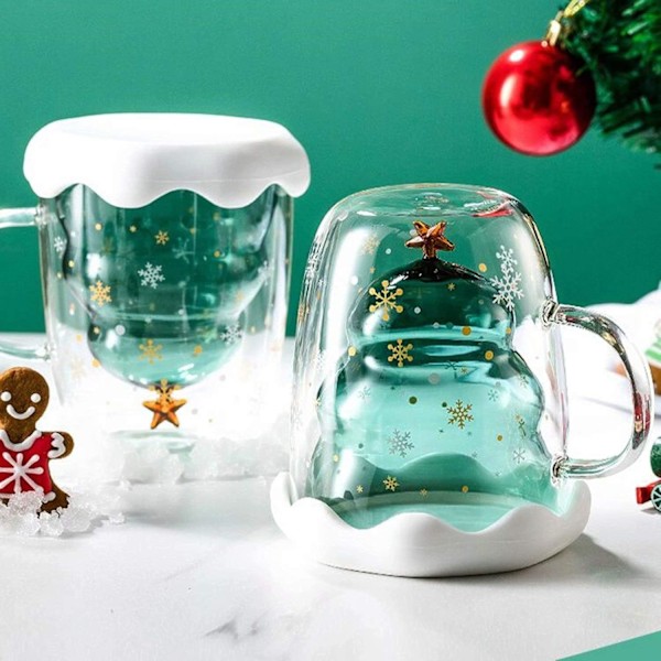 Søt kaffekopp te melk søt juletre espressokopp krus Dou