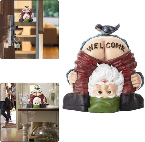 Udendørs havepynt, have-GNOME-statue, sjov nøgen