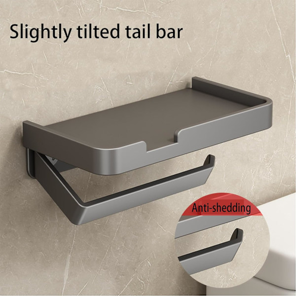 Toiletpapirholder, ingen boring, toiletpapirholder med hylde, klæbende toiletpapirrulleholder, Rol