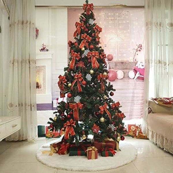 Tjock Julgransskjort 48 Tum, Mjuk Vit Julgransskjort, Julgransskjort Juldekorationer (48 Tum)