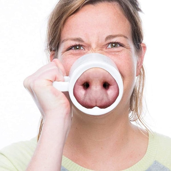 Kreativt morsomt krus, keramisk grisenese kaffe tekopp Nyhet hjemmekontor vannkopp, gave til familie, fr