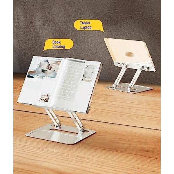 (32×21,8×6cm) Aluminium og Akryl Læse Stativ, Justerbar Højde og Vinkel, Ergonomisk Laptop Stativ, Musik Stativ Bog H