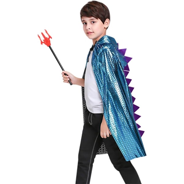 (Blå) Halloween hættekappe barn dinosaur lang maskekappe