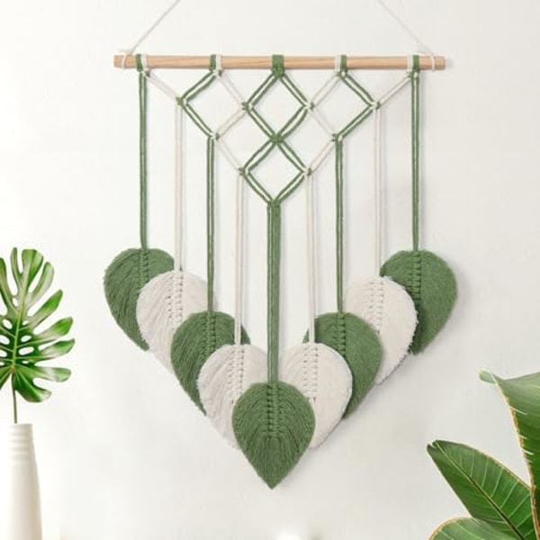 Makrameeseinävaate Boho Käsintehty Kudotut Lehdet Bohemian Chic Kotiseinän Koristelu Moderni Geometria Lehti Taide Tapestry Koriste