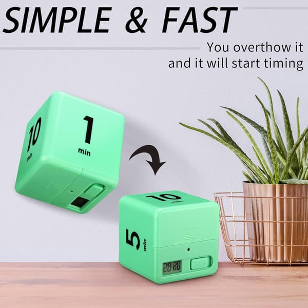2 Stk. Cube Timere Tyngdekraftssensor Flip Timer Børnetimer Træningstimer og Spiltimer til Tidsstyring 1 3 5 10 Minutter (Grøn) og 15 20 30 60 Minu