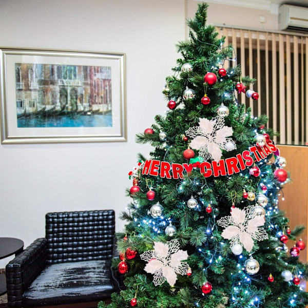 12 stk Glitrende julestjerne-ornamenter til juletrepynt