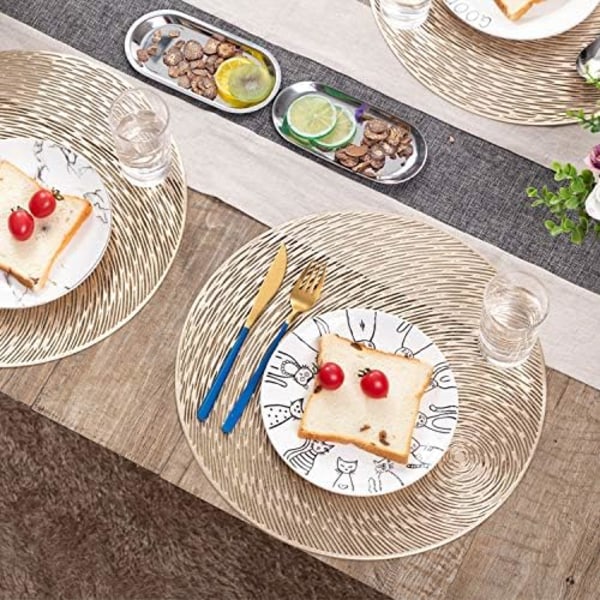 PVC-tablettien setti, 4 kpl - Ontot, lämmönkestävät, liukumattomat pyöreät tähtitaivas-tabletit, koristeelliset tabletit olohuoneeseen ja keittiöön - Kulta