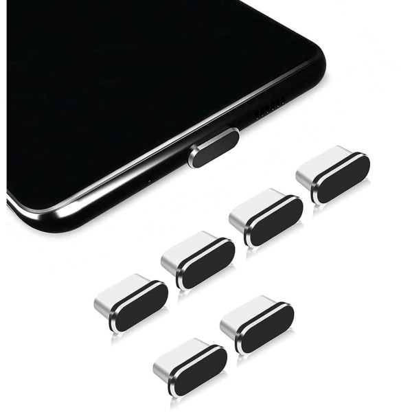 6 USB C-støvplugger for Redmi/Oneplus/Motorola/Samsung Galaxy