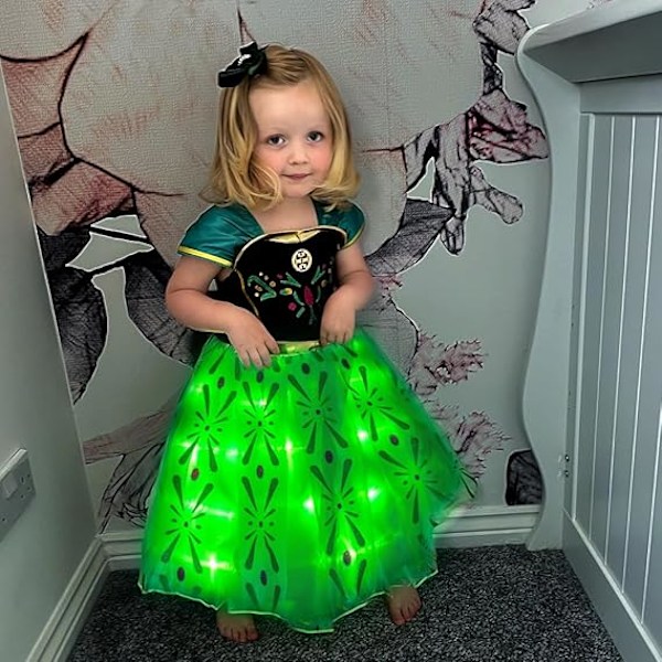 1 stk grønn lysende prinsessekjole julekostyme jente snø Halloween iskjole Height 120CM