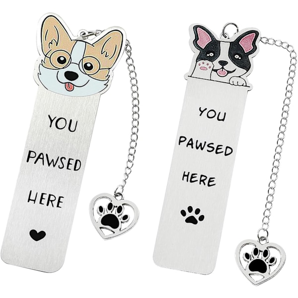 Söta Bokmärken för Hund & Katt, Metall 2 st, för Lärare, Kollegor, Äldre och Hund- & Kattägare m.fl., Gåvor till Hund- & Kattälskare, Bokälskarklubbsgåvor, Födelsedagspresenter Rea
