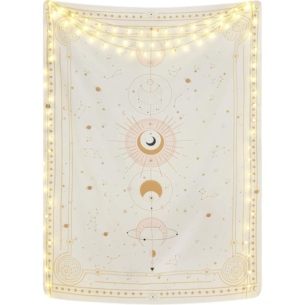 Månfas Gobeläng Väggbonad - Mystisk Konstellation Stjärnklar Himmels Tarotkort Väggbonad - Estetisk Retro Astrologi Väggkonst för Sovrum Vardagsrum