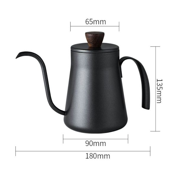 (400ml Snabb Uppvärmning Matt Svart) Kaffe Gåshals Vattenkokare Lång Smal Pip Kann Rostfritt Stål Häll