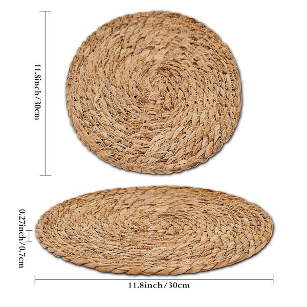 Vävda bordsunderlägg, diameter 30 cm, bruna, runda bordsunderlägg, kaveldunsunderlägg, rottingunderlägg, grytunderlägg,