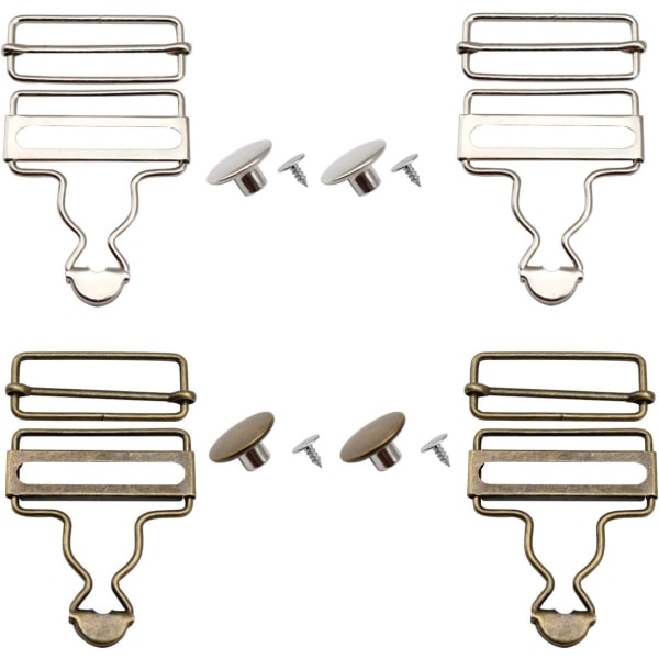 (Sølv, Bronze) Overalls 4 stykker Spænder, metal selespænder, metalspænder med rektangulære