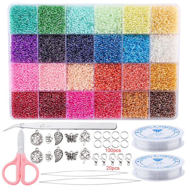 24 farger risperle sett armbånd halskjede perler