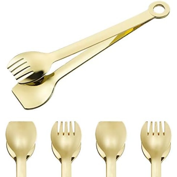 Mini-alkupalatangot Ruostumattomasta Teräksestä, 4 kpl Kultapinnoitettuja Pieniä Tarjoilutangot, 6 tuumaa (15,2 cm, Kulta)