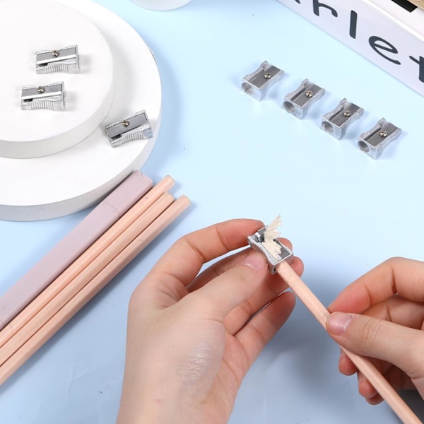 24 st Pennvässare Handhållen Metall Mini Pennvässare Enkelt Hål Rektangulära Små Vässare Pennvässning Bulk Manuell Pennvässare