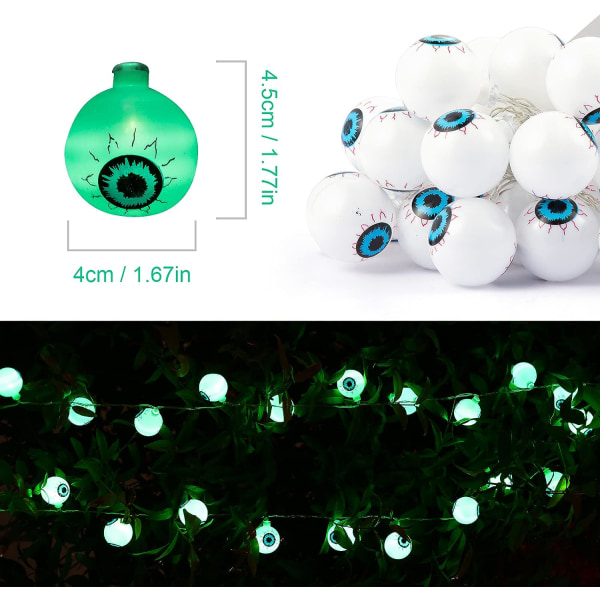 Halloween med fjernbetjening, 20 LED-lys, batteridrevet, vandtæt, 8 lystilstande til hall