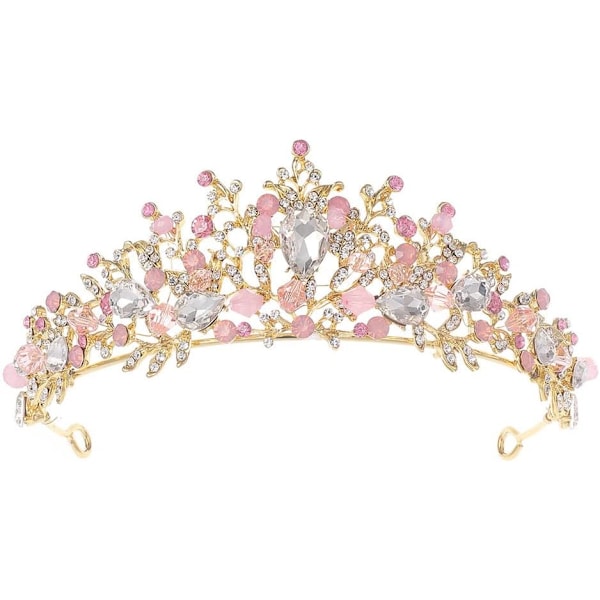 Kids Pink Crystal Tiara Girls Princess Costume Rhinestone Crown Headband Wedding Bridal Hair Accessories Birthday Commun