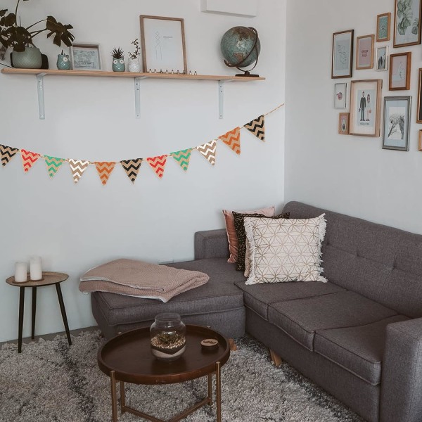 2 stk. Burlap Banner, 15 Burlap Banner, Burlap Vimpelguirlande til
