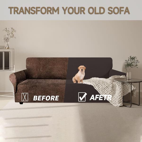 2-sits sofföverdrag med armstöd, stretchigt sofföverdrag, universellt soffskydd, möbelöverdrag, kaffefärg