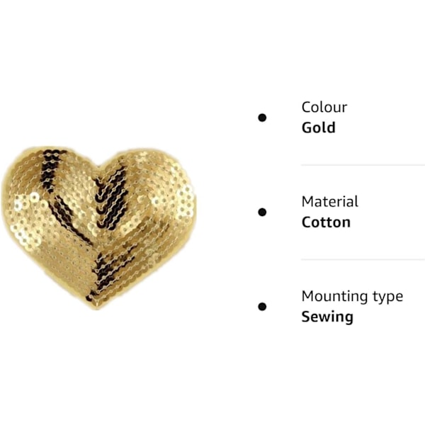 (Glod) 12 stk. hjerteformede pailletter stryge på patches broderede sy applikationer til DIY outfit bukser T-S