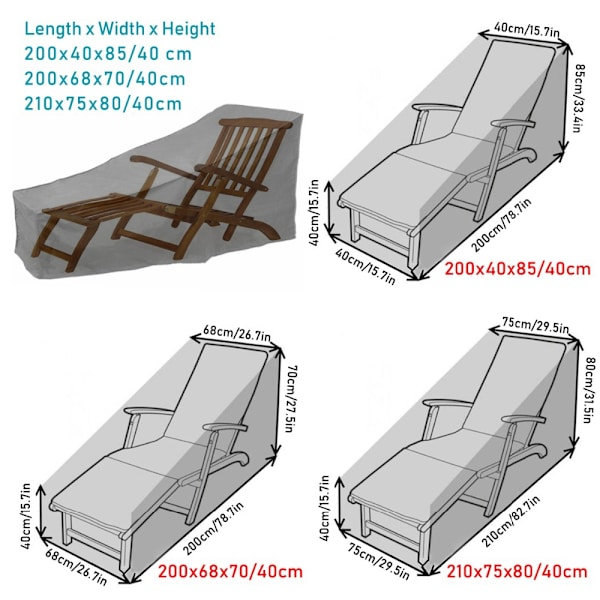 Utomhus solstolsskydd 210*75*80cm Vattentät Vindtät O