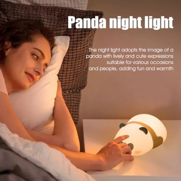 (140*100*70mm) Panda Lampe, 800mAh Silikon Bordlampe, Sød Panda Natlampe, USB Genopladelig Natlampe, Berøringsfølsom