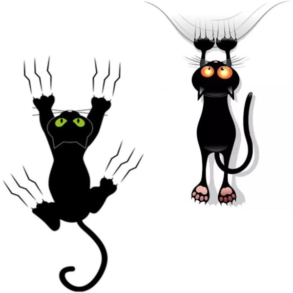 Svarta kattdekaler för bil - Bildekoration - Biltillbehör - Dekoration för stötfångare, fönster, väggar, bagage Svarta katt huvud