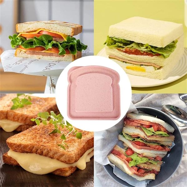 Sandwichbeholdere, Sandwichbeholdere for lunsjbokser Plast Toastformet Matlagring Sandwichboks med lokk, BPA Fri