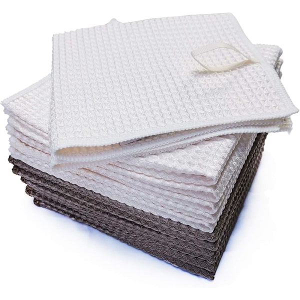 12 kpl Mikrokuitu Puhdistusliina Monikäyttöinen Kylpyhuoneelle Kotikeittiölle Toimistolle Autolle Moottoripyörälle, 6 Harmaa + 6 Valkoinen 30 x 30 cm