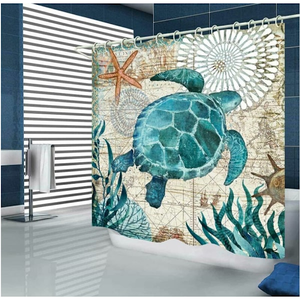 Skildpadde Bruseforhæng 180x180 cm, Bruseforhæng Anti-Mildew Fabr