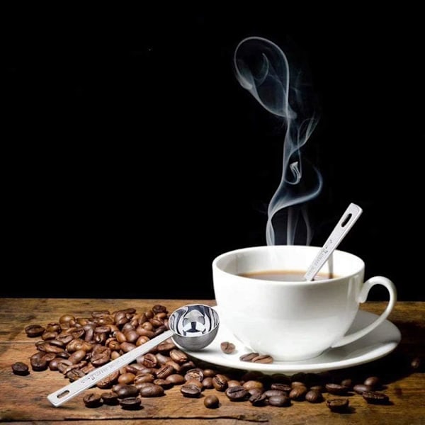 Sett med 3 rustfrie stålskjeer for måling av kaffe, 1 spiseskje