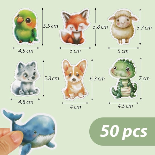 50 kpl Vesiväri Eläinten Tarroja Vedenkestävä Vinyl Lapset Tarrat Scrapbooking DIY Käsitöihin