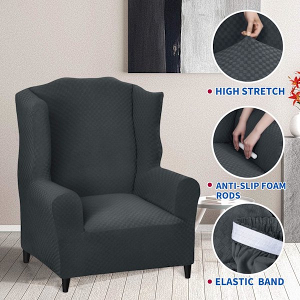 Elastisk lenestoltrekk med ører 1 stk Jacquard Sofa Protecto