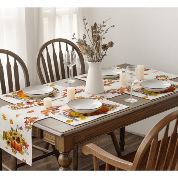 Set med 4 lövformade placemats - 30 x 45 cm - Tvättbara - Fest D