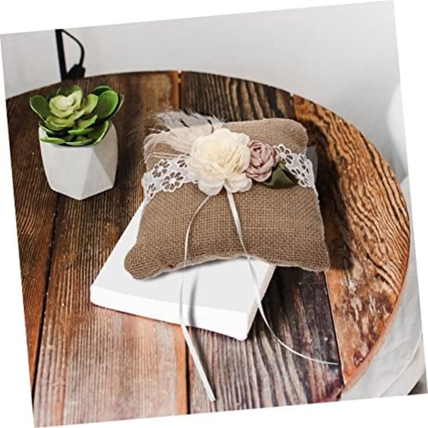 16x16cm Bryllupsringpute Blomstkurv Dekorative Sengputer Forlovelsesringputer Dekorative Rustikk Pynteputer