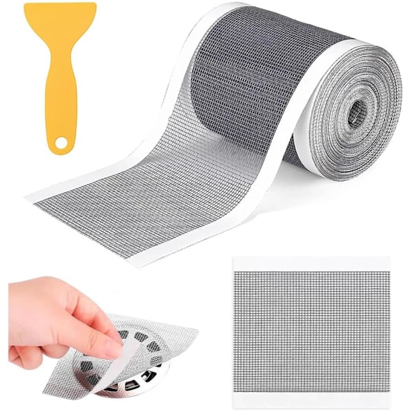 Dusjfilter Hår 10 cm X 10 m, Anti-Hår Dusjrist Med Rengjørings Skovl, Klistremerke for Sifon, Anti-Hår Badekar Filter