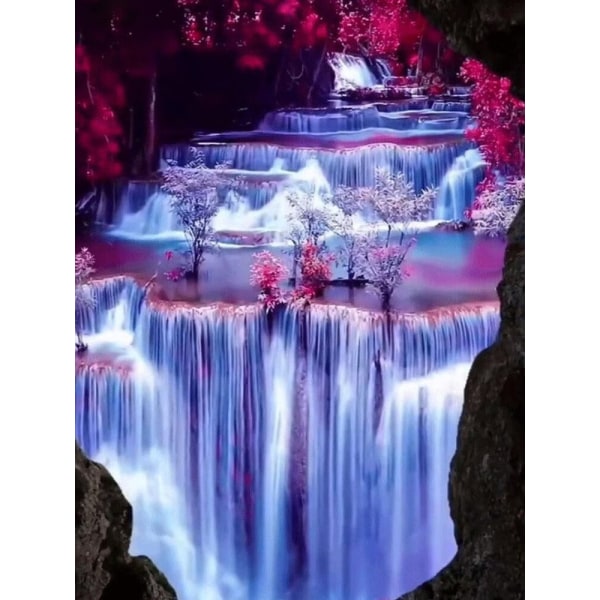 30 x 40 cm ,cascade de montagne Diamantmaleri Broderie Diama