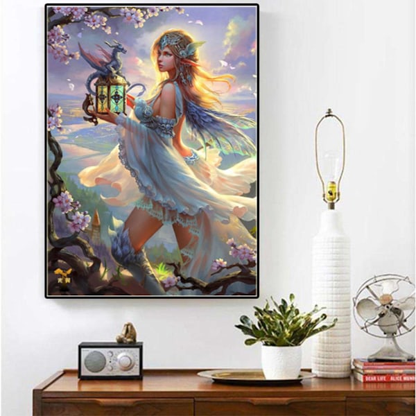 30 x 40 cm, La fée papillon Diamantmålning Broderi Diamant P