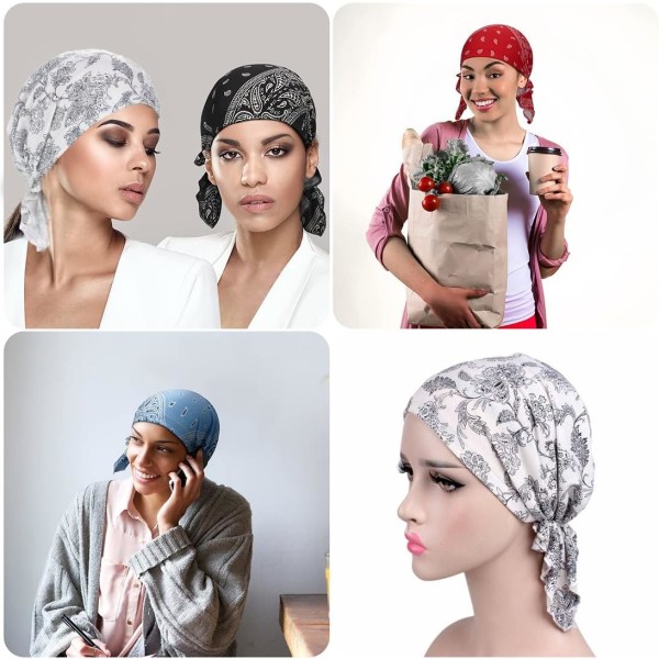 Förknuten kemo- cap, Kemoterapihatt för kvinnor, mode enfärgad kemo- cap muslimsk turban bomull
