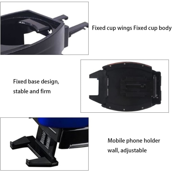 Justerbar mugghållare för billuftventil, multifunktionshållare för biltelefon