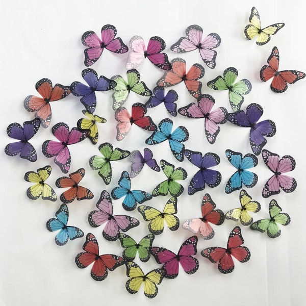 38 stykker 3D farverige krystal sommerfugl vægklistermærker med klæbemiddel