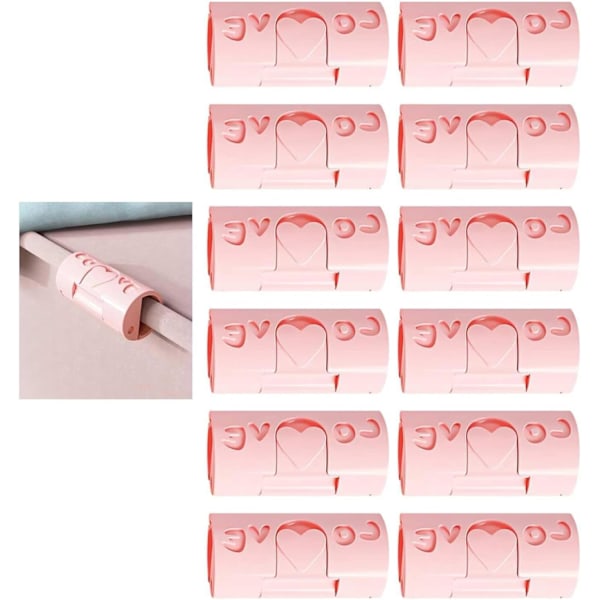 12-pack (Rosa) Lakanclips Flyttbart Spänne Täcke Hållare Multifunktionell Lakan Clip Återanvändbara Plastclips