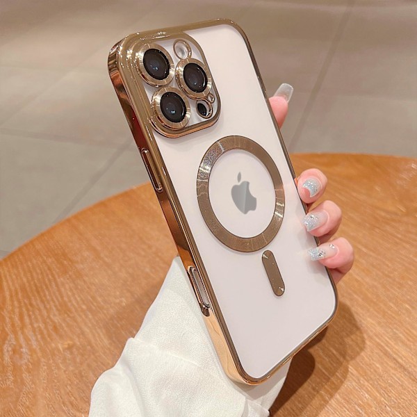 1 st  för iPhone 16 Pro Max MagSafe-fodral med kameraskydd, fullständigt skyddande transparent magnetiskt fodral kompatibelt med