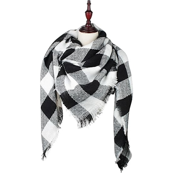 1 st  Höst- & Vinterhalsduk Klassisk Fransad Rutiga Tartan Varm Mjuk Tjock Stor Pläd Wrap Sjal Halsdukar för Kvinnor