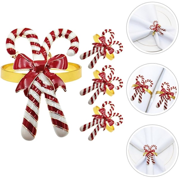 Set med 12 Pepparkaks-Servettringar Julservetthållare Ringar Metall Julservettringar Servett Spänne Julfest
